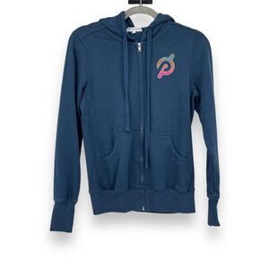 PELOTON Blue Full Zip Hoodie Sweatshirt Size XS Together We Go Far